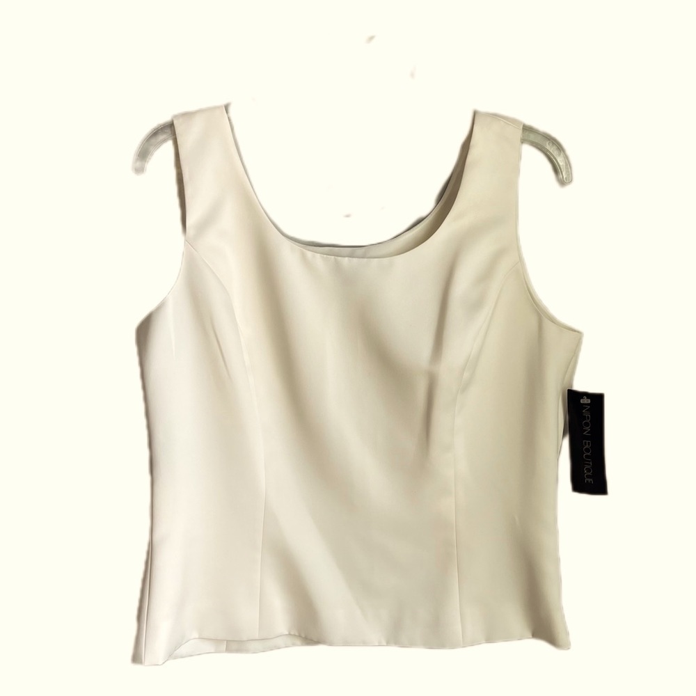 Nipon Boutique Size 12 Women's Cream Sleevless Blouse